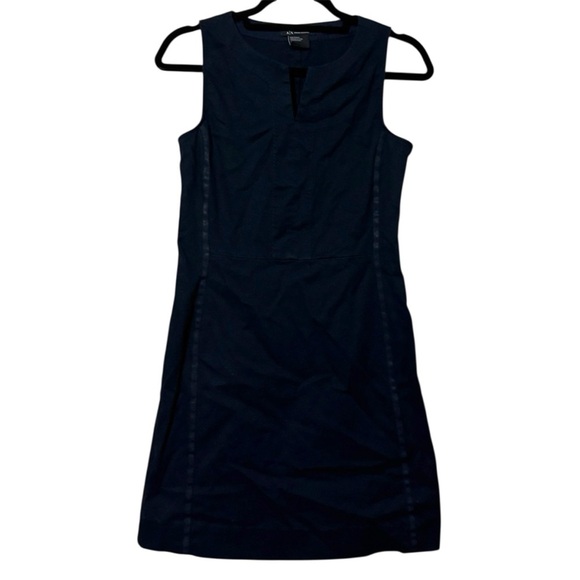 Armani Exchange Navy Blue Sleeveless Split Neck Dress Office Professional 6 - Picture 1 of 5